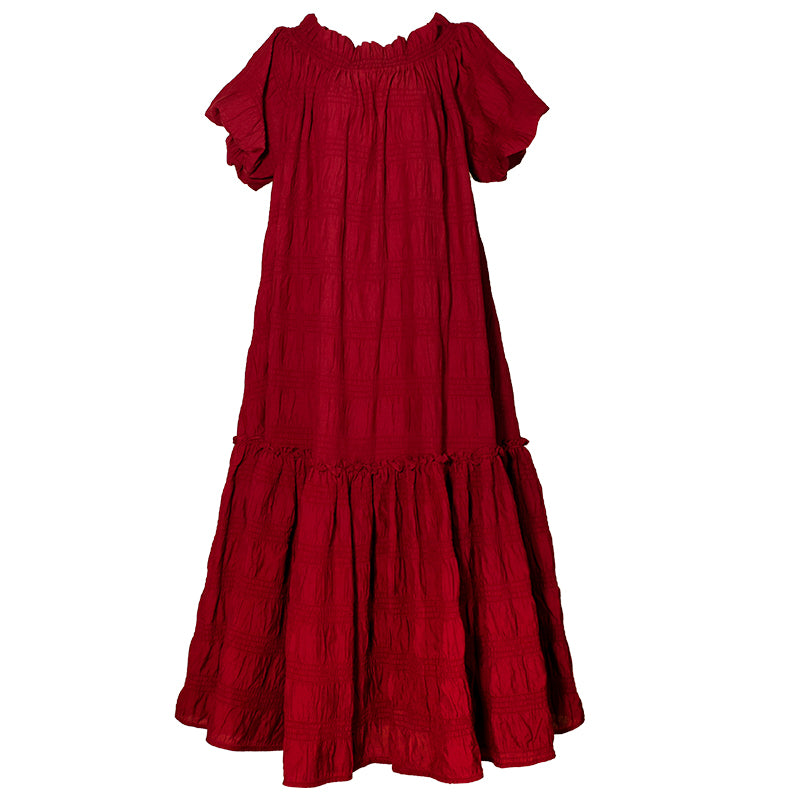 葡萄酒色のお嬢様のロングワンピース