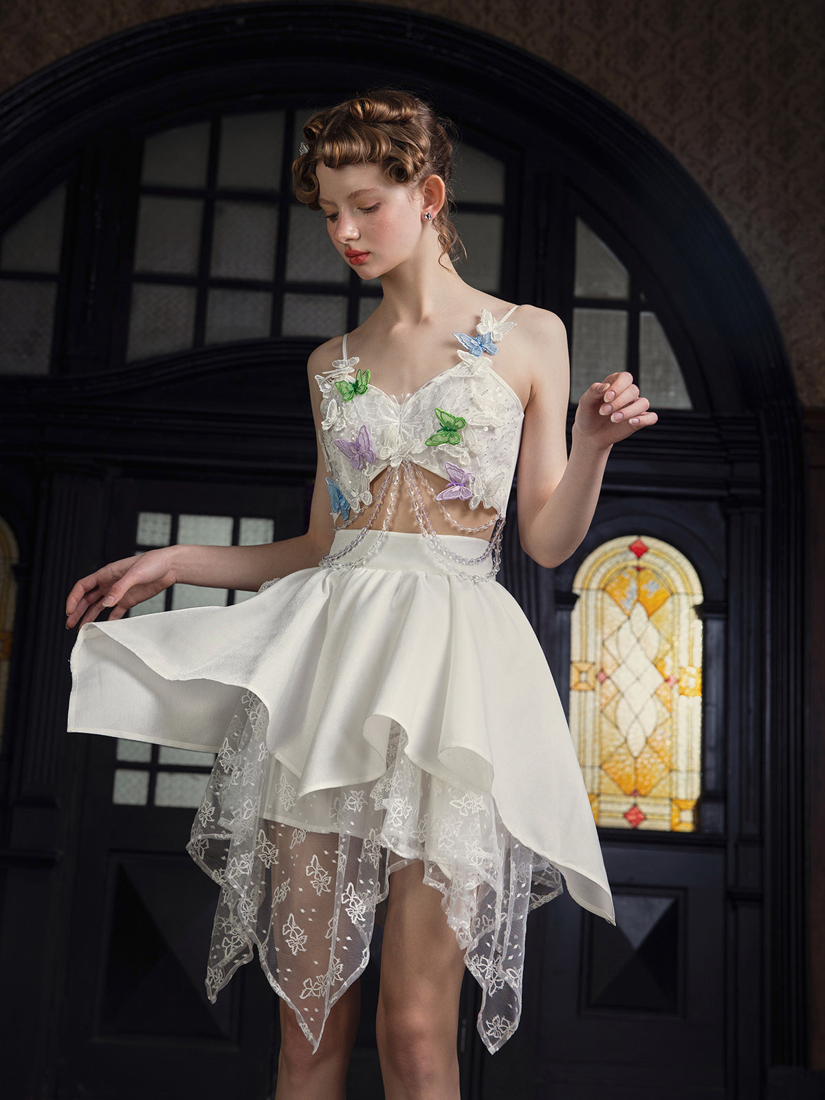 蝶々刺繍の星屑ビスチェ