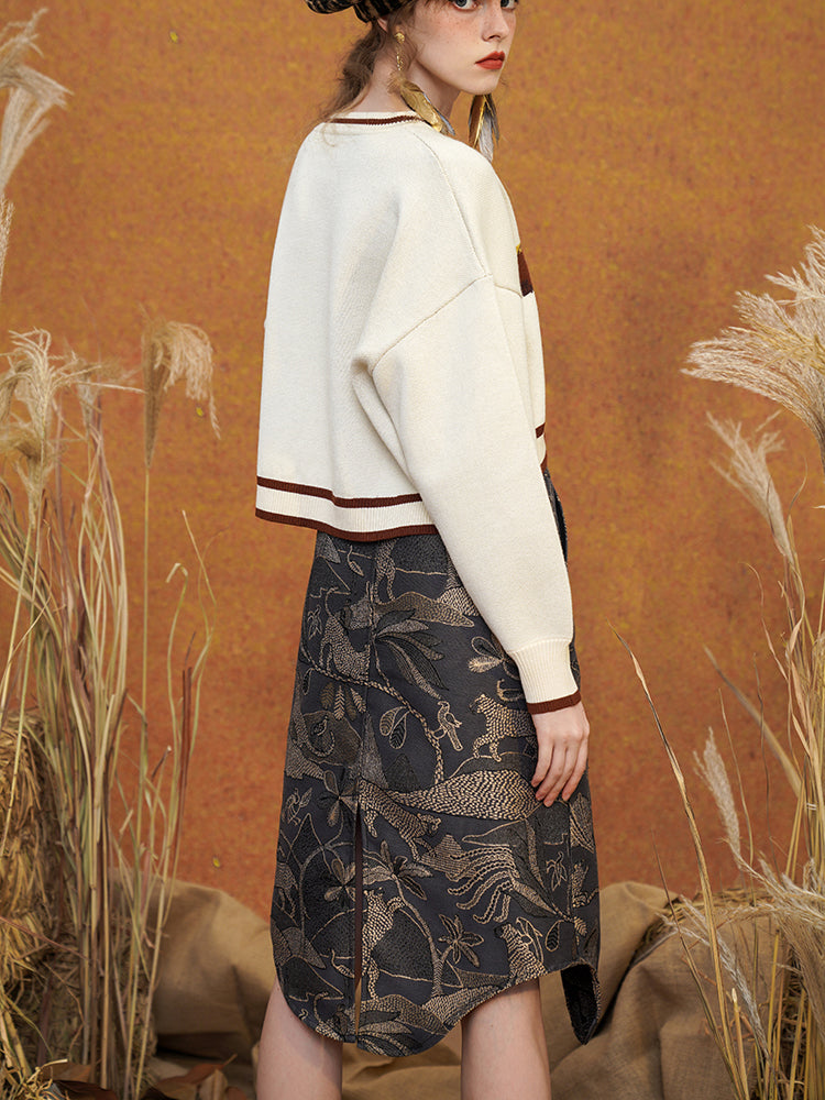 密林に蠢く豹のジャガードアシンメトリースカート