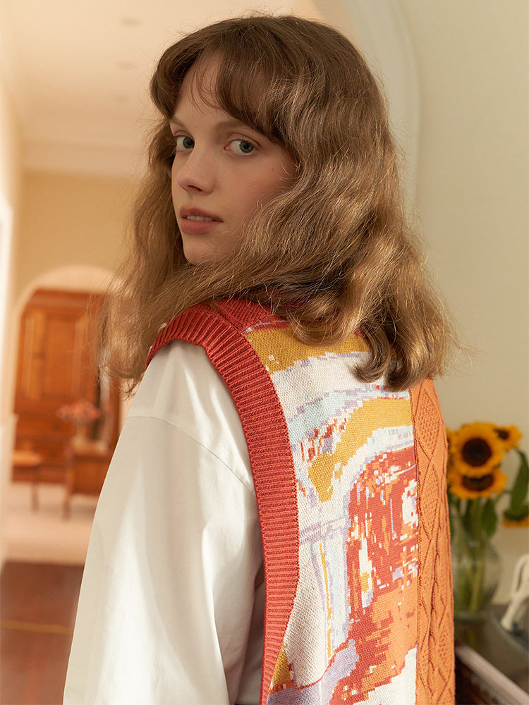 オーヴェルの村の通りとサン=レミのサン=ポール病院の廊下ニットベスト