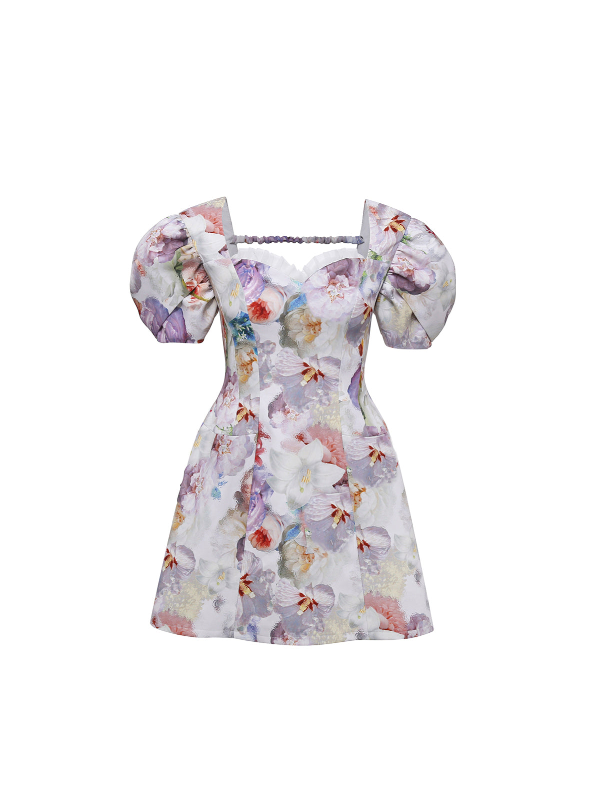 水彩画で描いた花園クラシカルワンピース