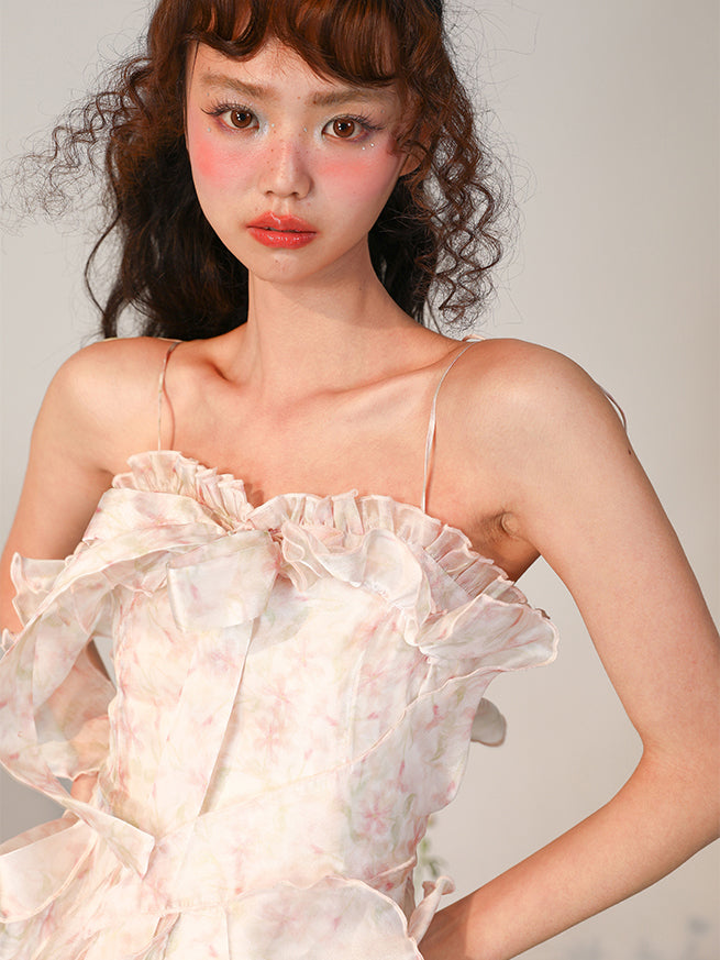 薄花桜の花柄キャミソールワンピース