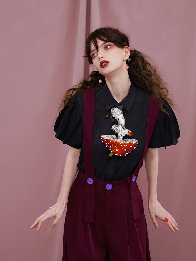 黒のお嬢様のワイドスリーブブラウス