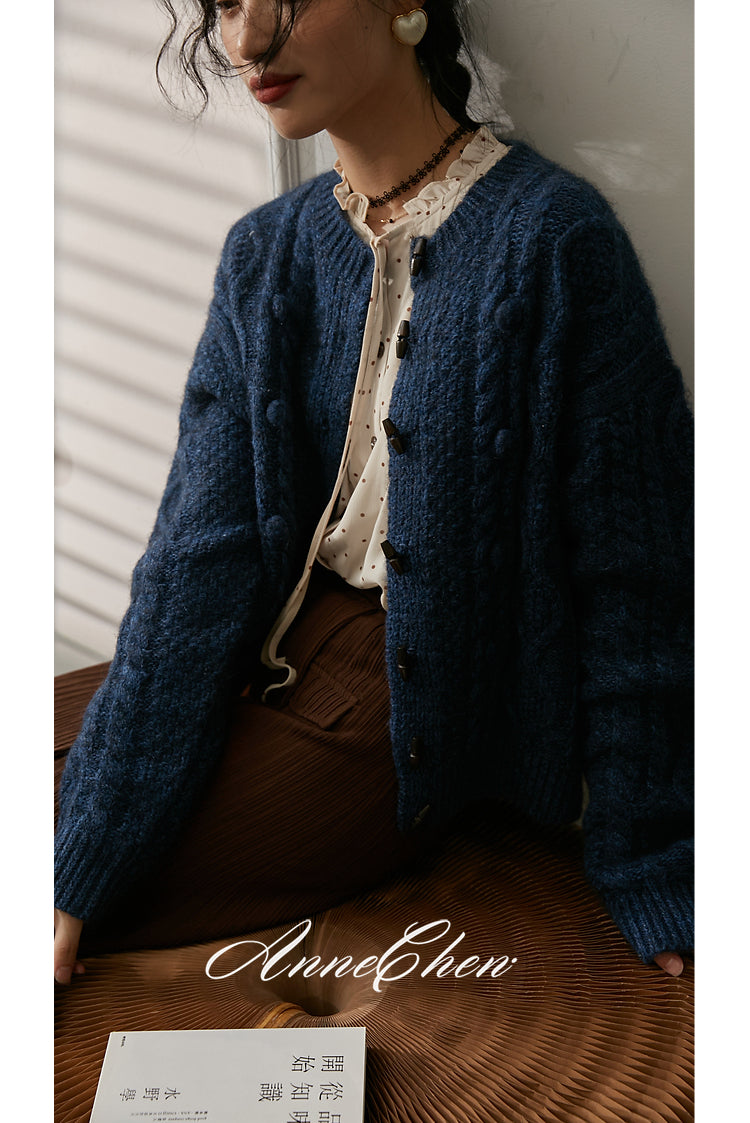 群青の空色セーターカーディガン