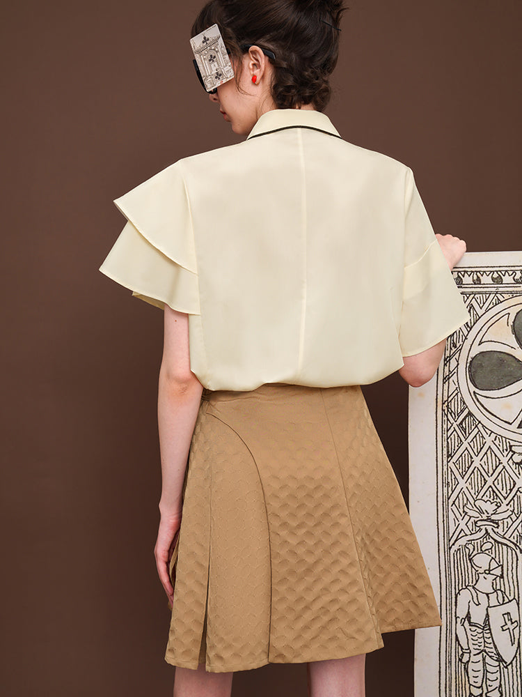 トランプ絵柄の刺繍アシンメトリーブラウス