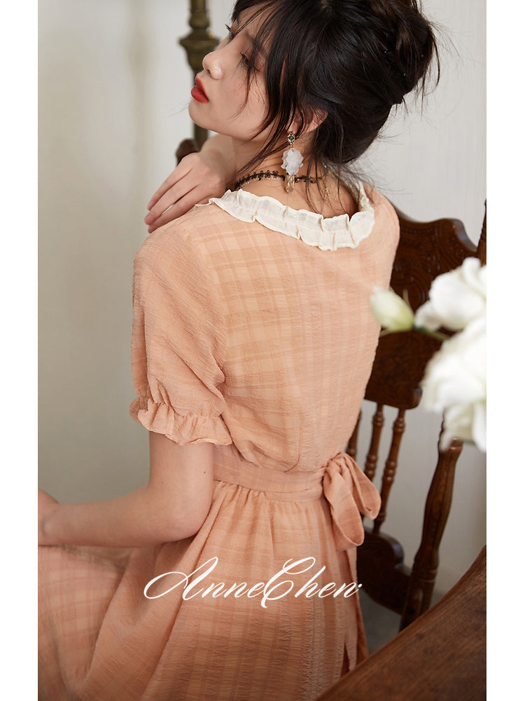 朱鷺色の貴婦人フレンチレトロワンピース