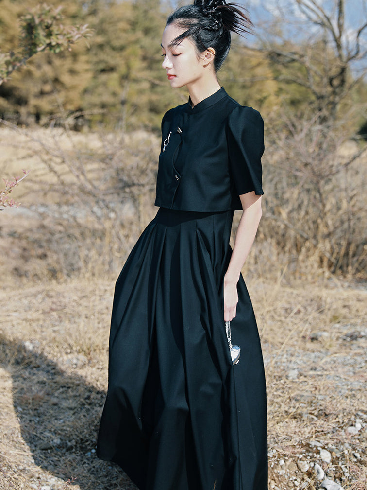 黒のお嬢様の文学チャイナワンピース