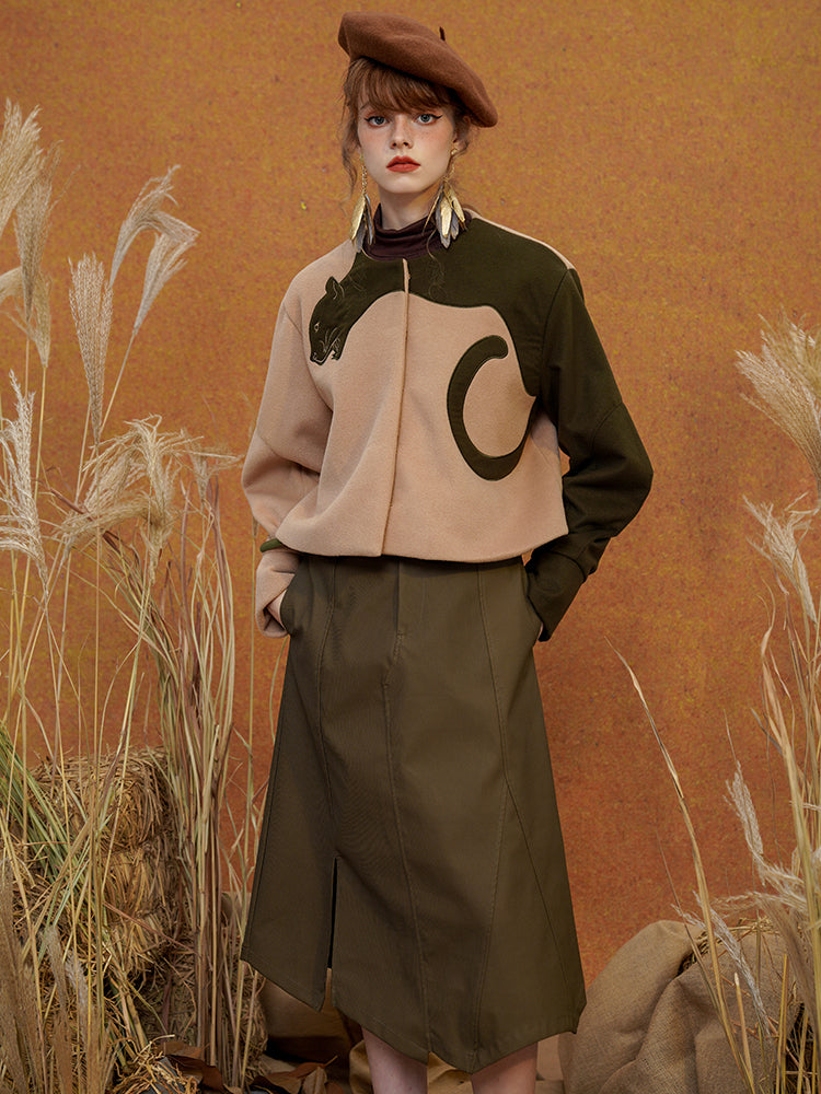 孤高の猛豹の刺繍ジャケット