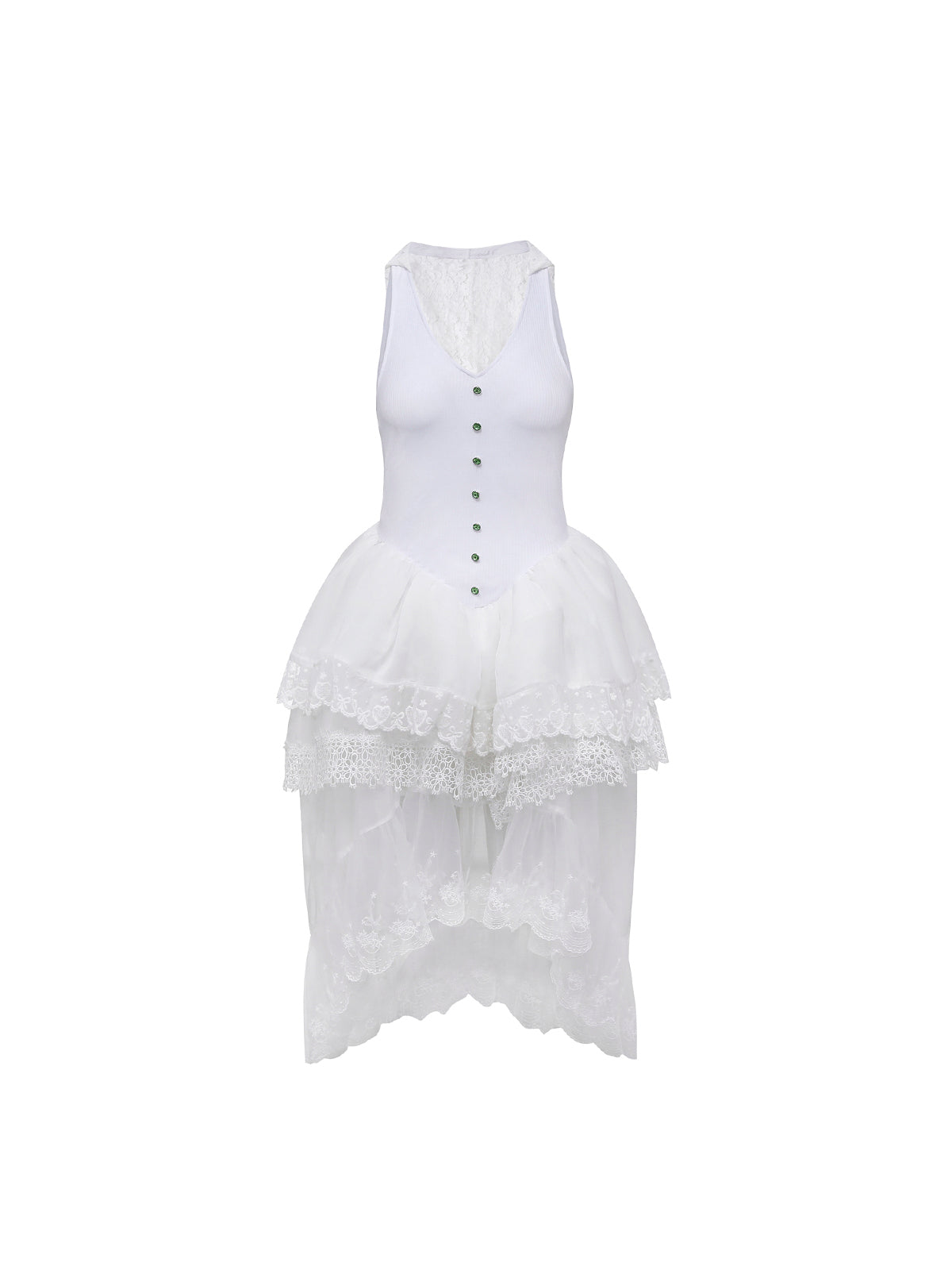 純白のお嬢様の刺繍エレガントワンピース