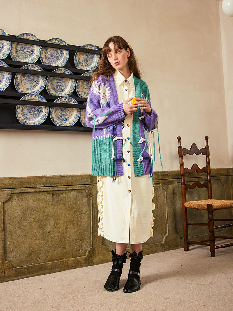 アイリスの花咲くロングシャツワンピース