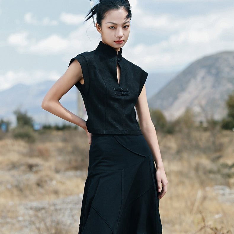 黒のお嬢様チャイナトップス