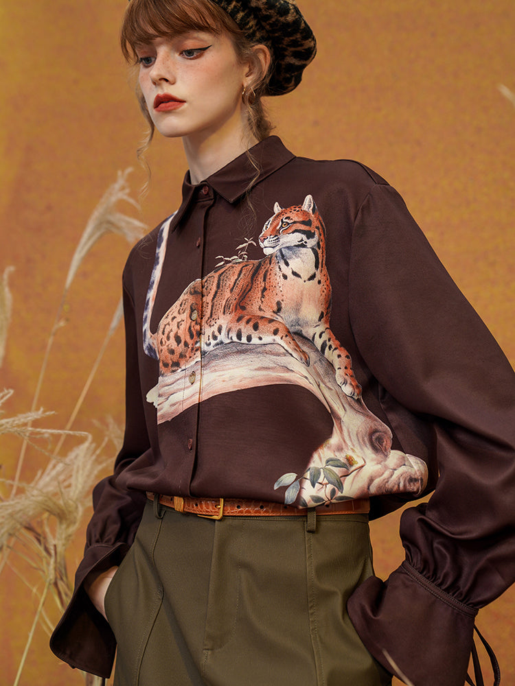 樹上の豹の襖絵ブラウス