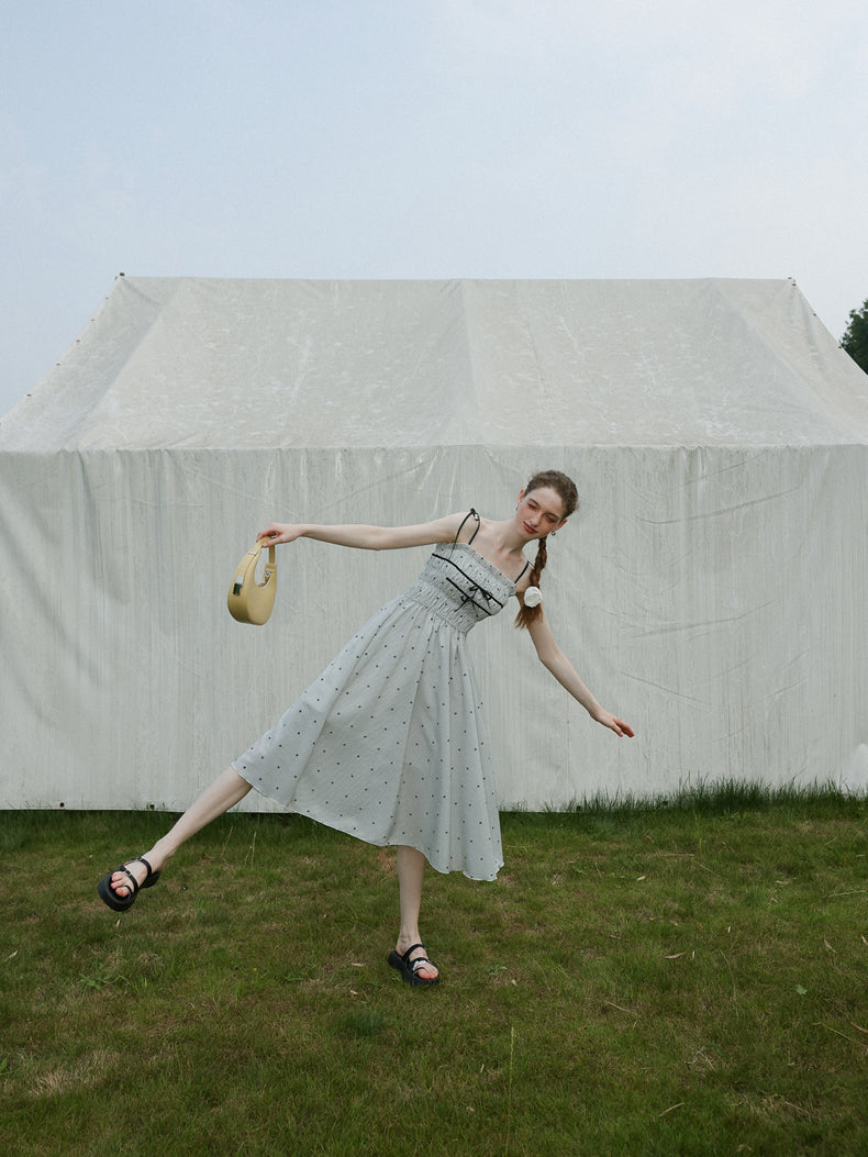 巴里のお嬢様の格子柄キャミソールワンピース