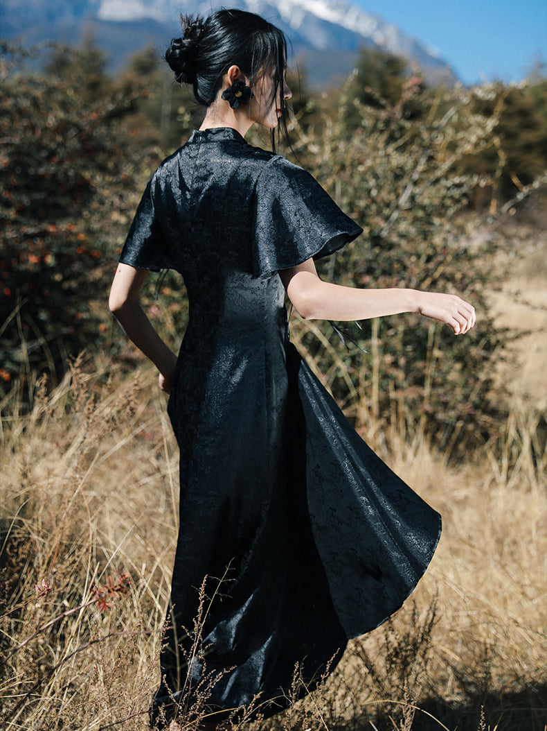 松林と猛虎の刺繍チャイナワンピース