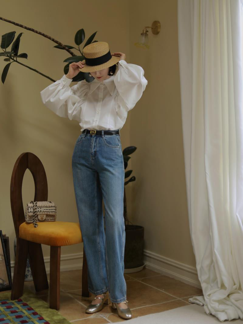 純白の貴婦人クラシカルブラウス