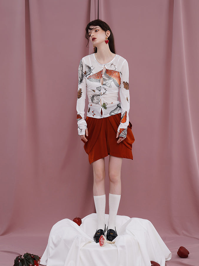 きのこ図鑑シースルーカットソー