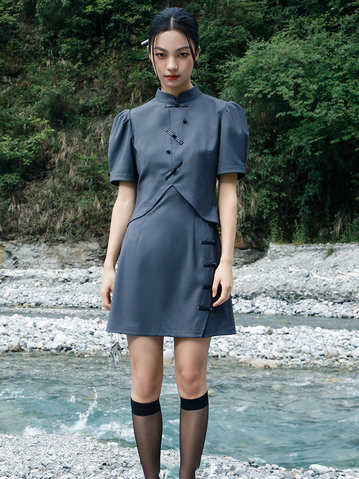 漆黒と鈍色のお嬢様チャイナワンピース