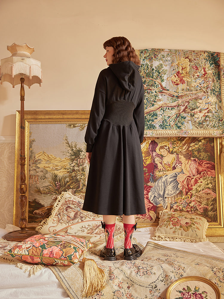 リュートを弾く若者のフーディーワンピース