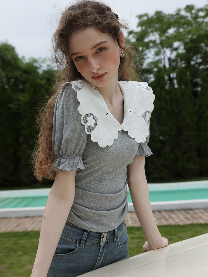 巴里のお嬢様の花柄トップス