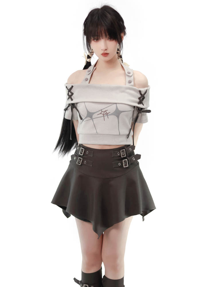 Deserted Wilderness Girl Short top, Short Culotte, Strap dress and Leg warmers