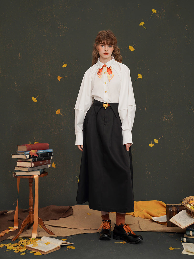 童話少女のハイウエストトラペーズスカート