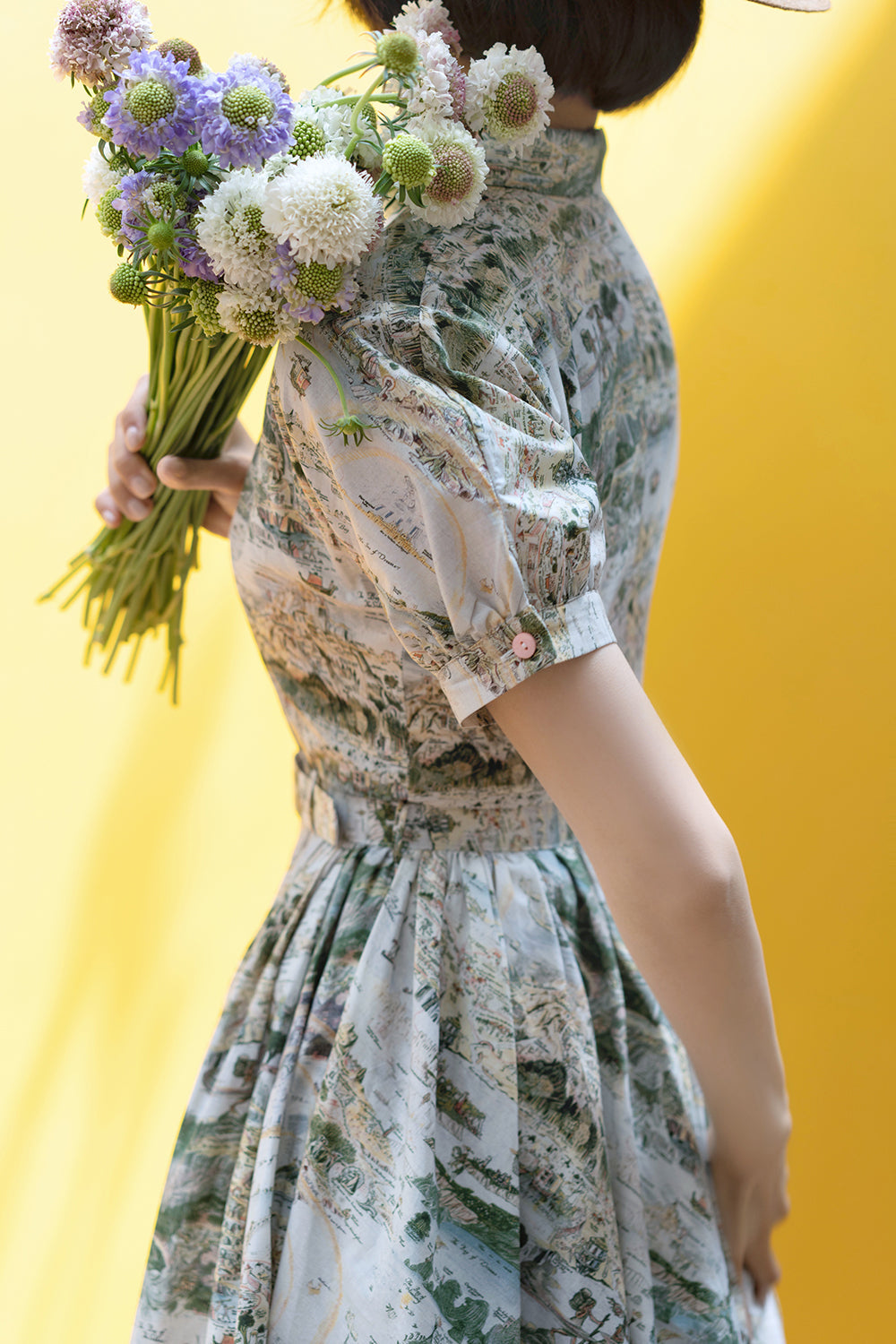 南の島の街並みレトロワンピース