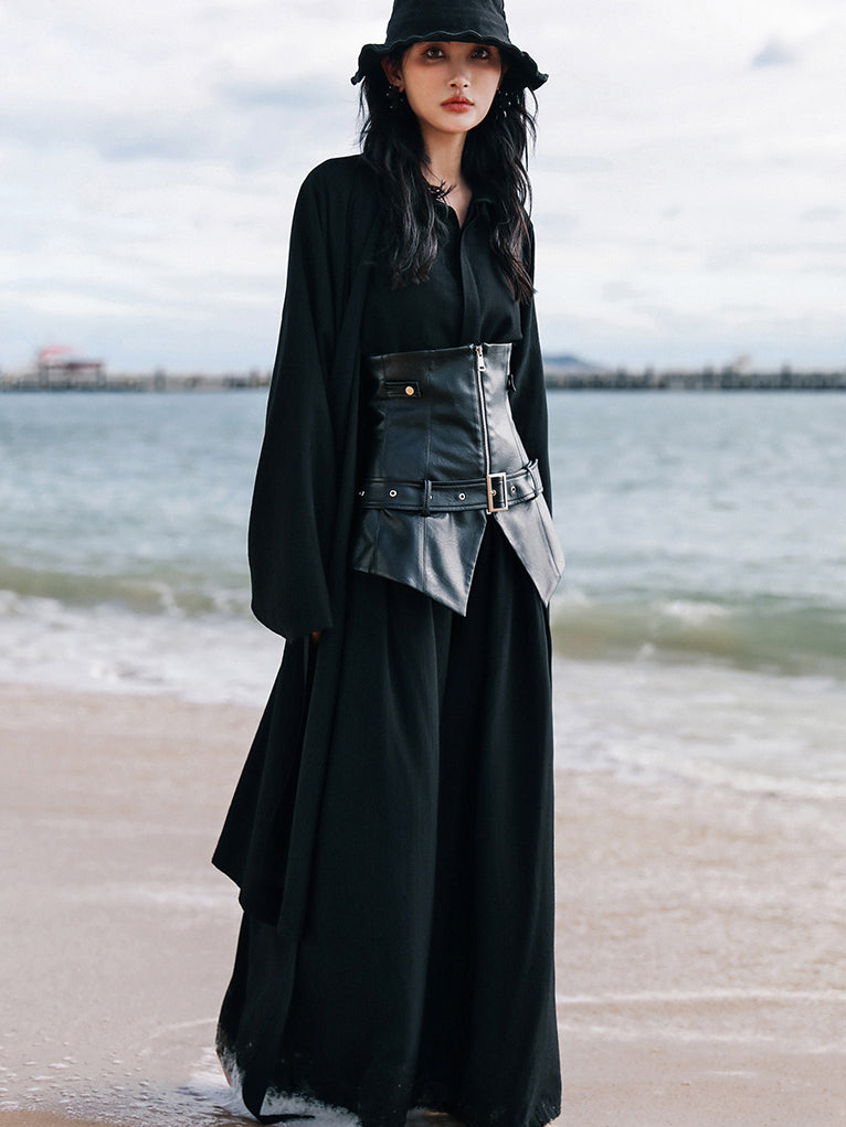 濡羽色の貴婦人レザーコルセットベルト