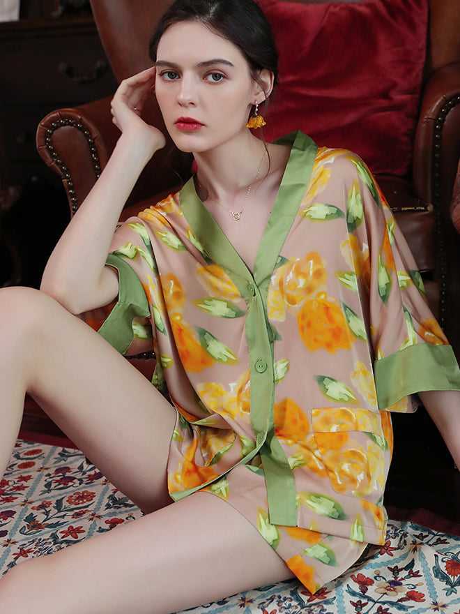 蘇比色の油彩画ルームウェア