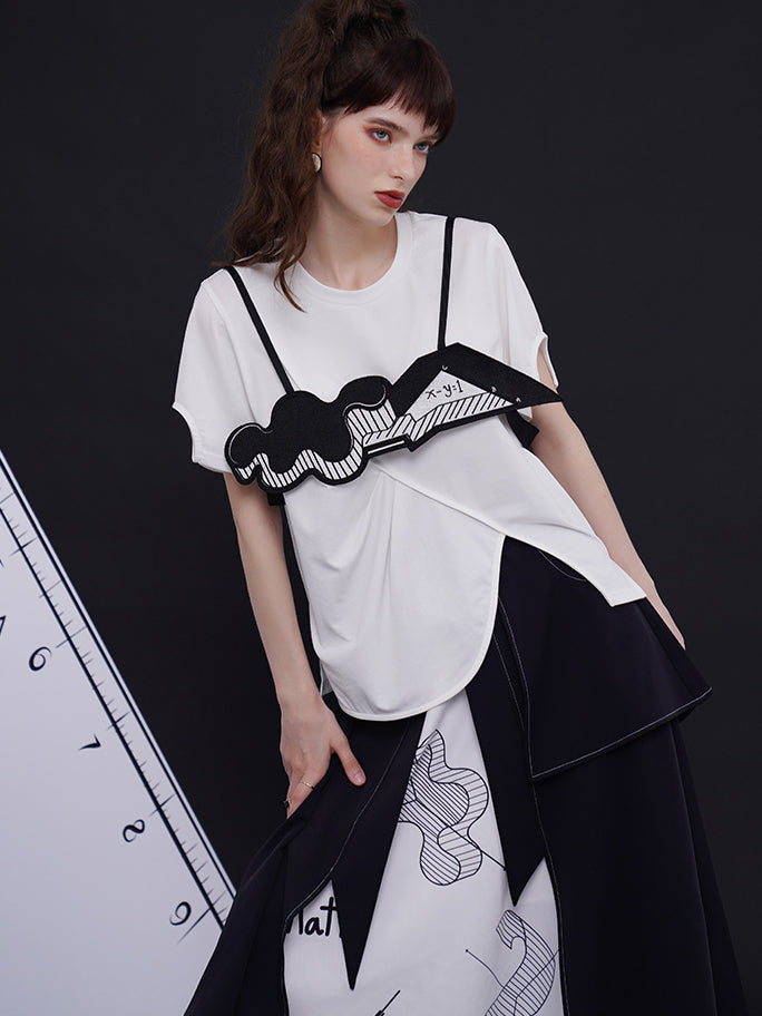 一次方程式と図形の刺繍ビスチェ