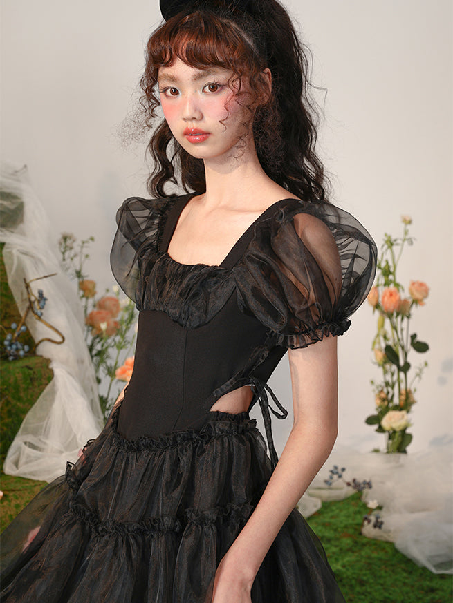 漆黒のお嬢様ロマンティックワンピース