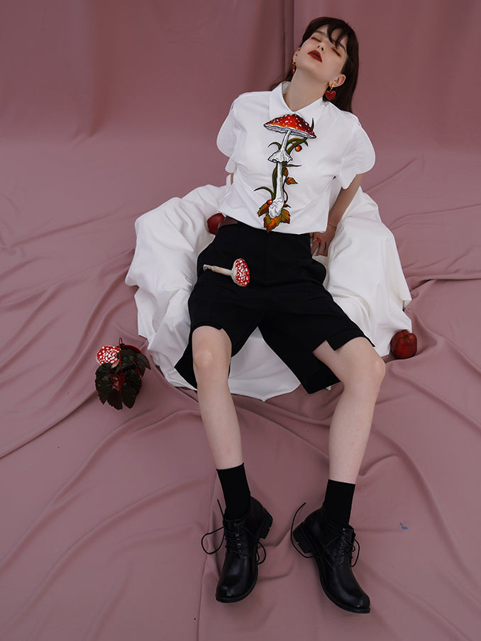 純白のお嬢様のワイドスリーブブラウス