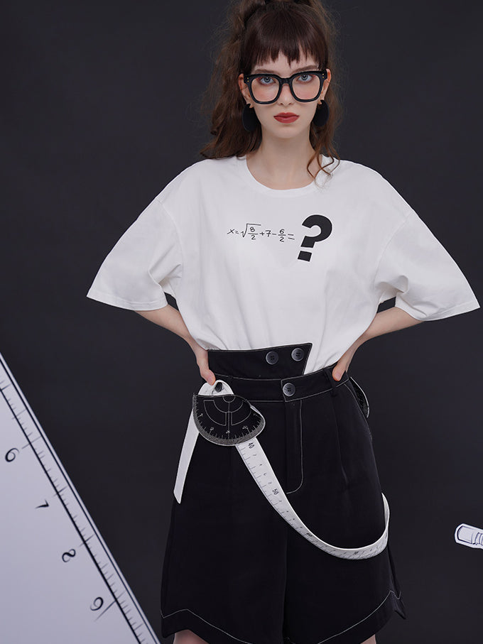 分度器と直線定規のハーフパンツ