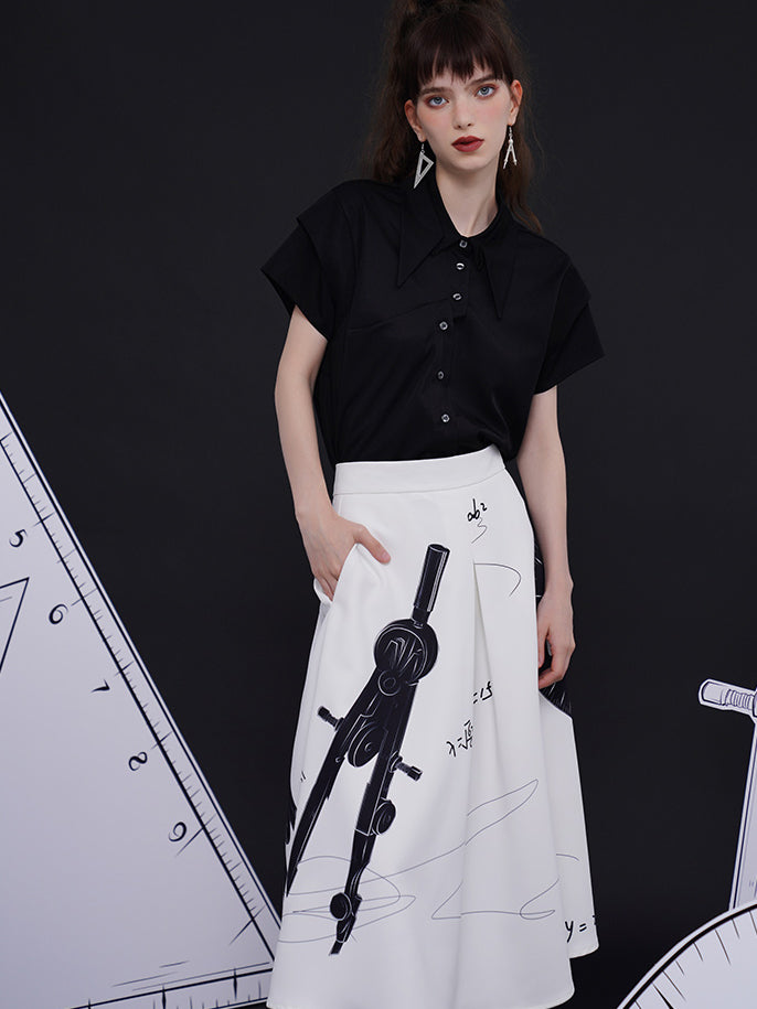 折り紙襟の幾何学ブラウス