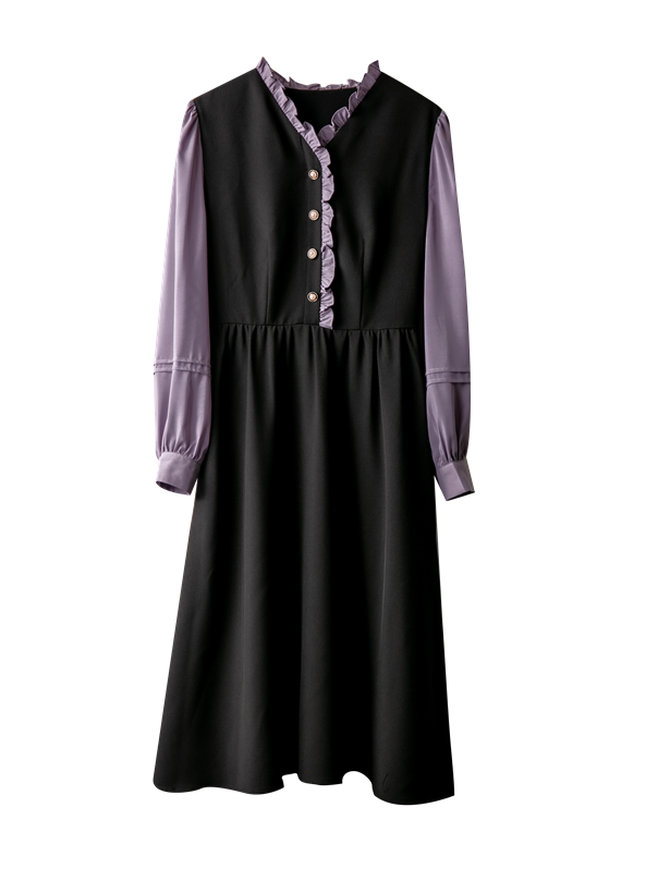 黒紫のお嬢様のフレンチワンピース