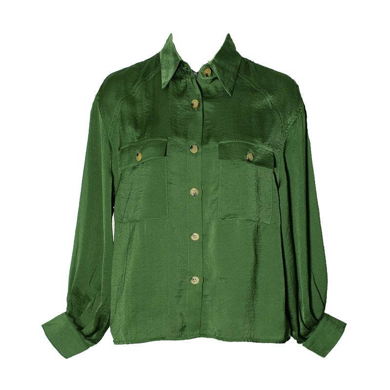 深緑の森色レトロブラウス