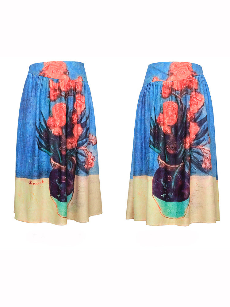 サント=マリーの眺めとキョウチクトウのある花瓶のスカート