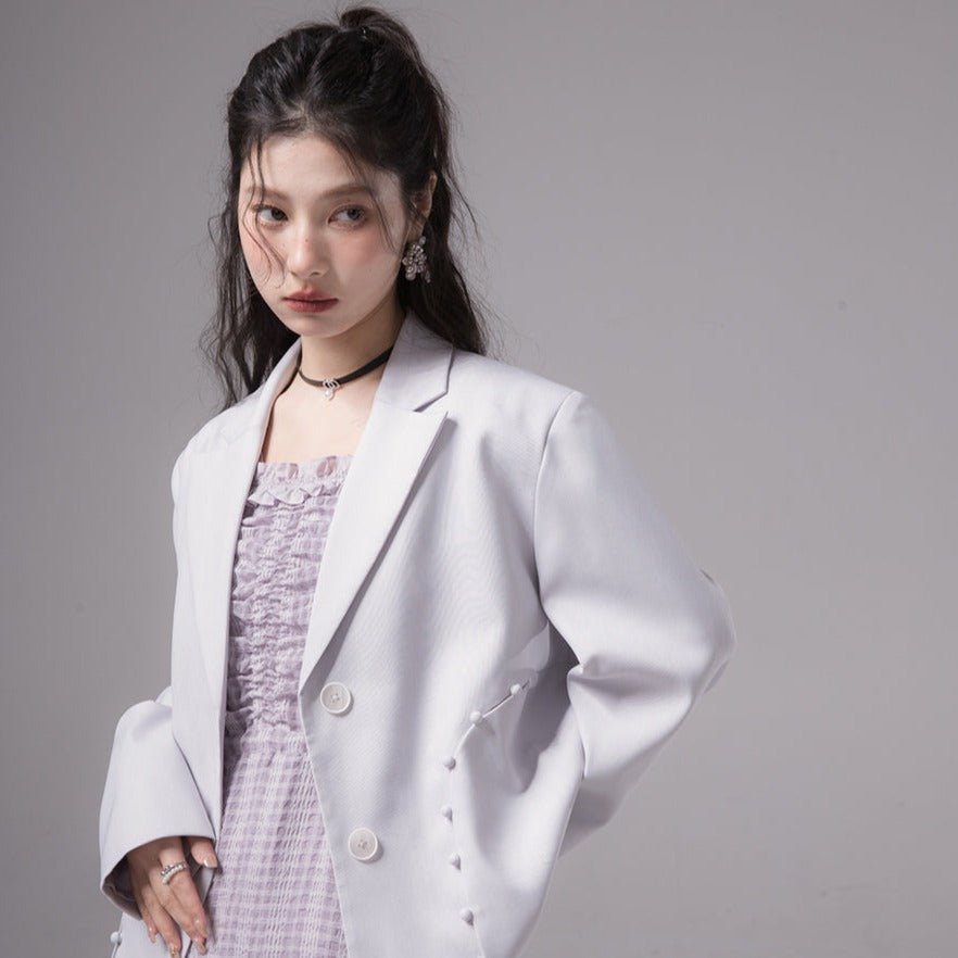 Rattan purple retro romantic chiffon plaid long-sleeved dress