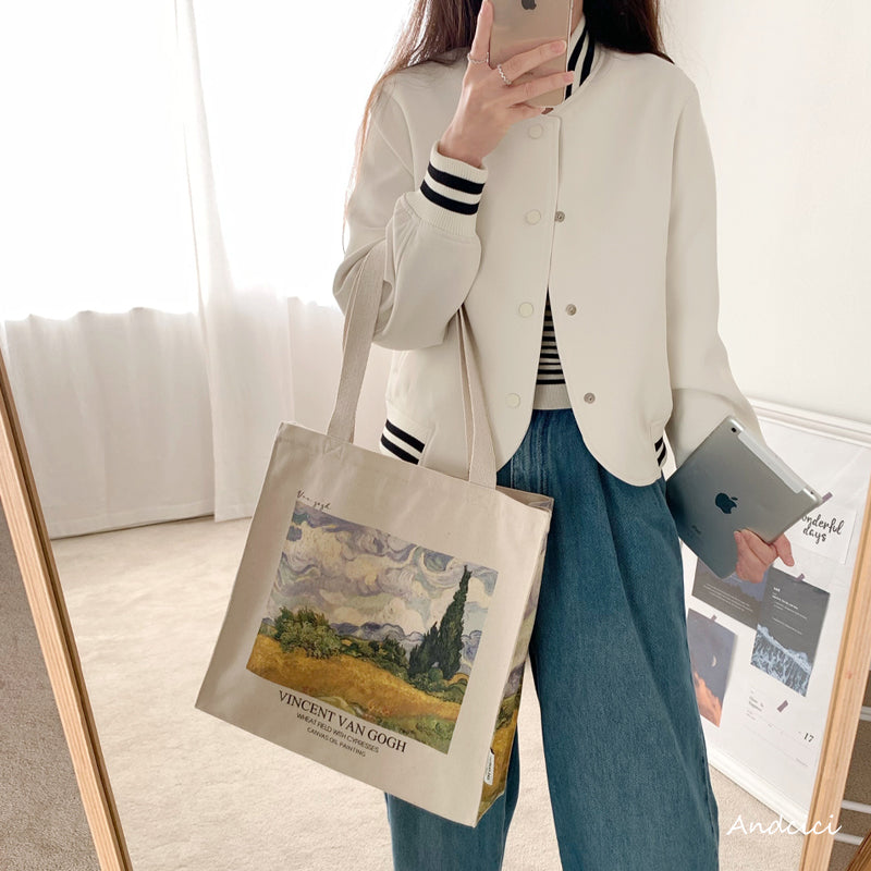 Wheat Field with Cypressesトートバッグ