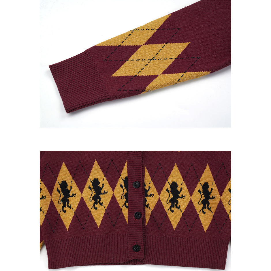魔法学校の菱形模様ニットカーディガン