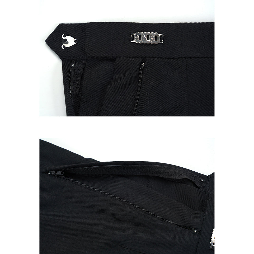 魔法学校の文学刺繍プリーツスカート