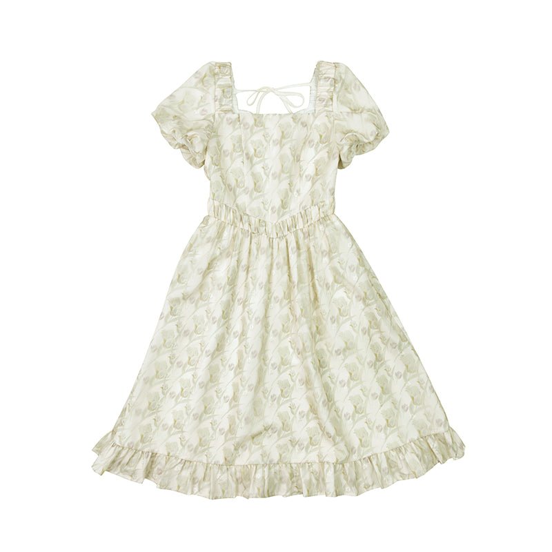 Shallot good tailor tulip print square collar dress