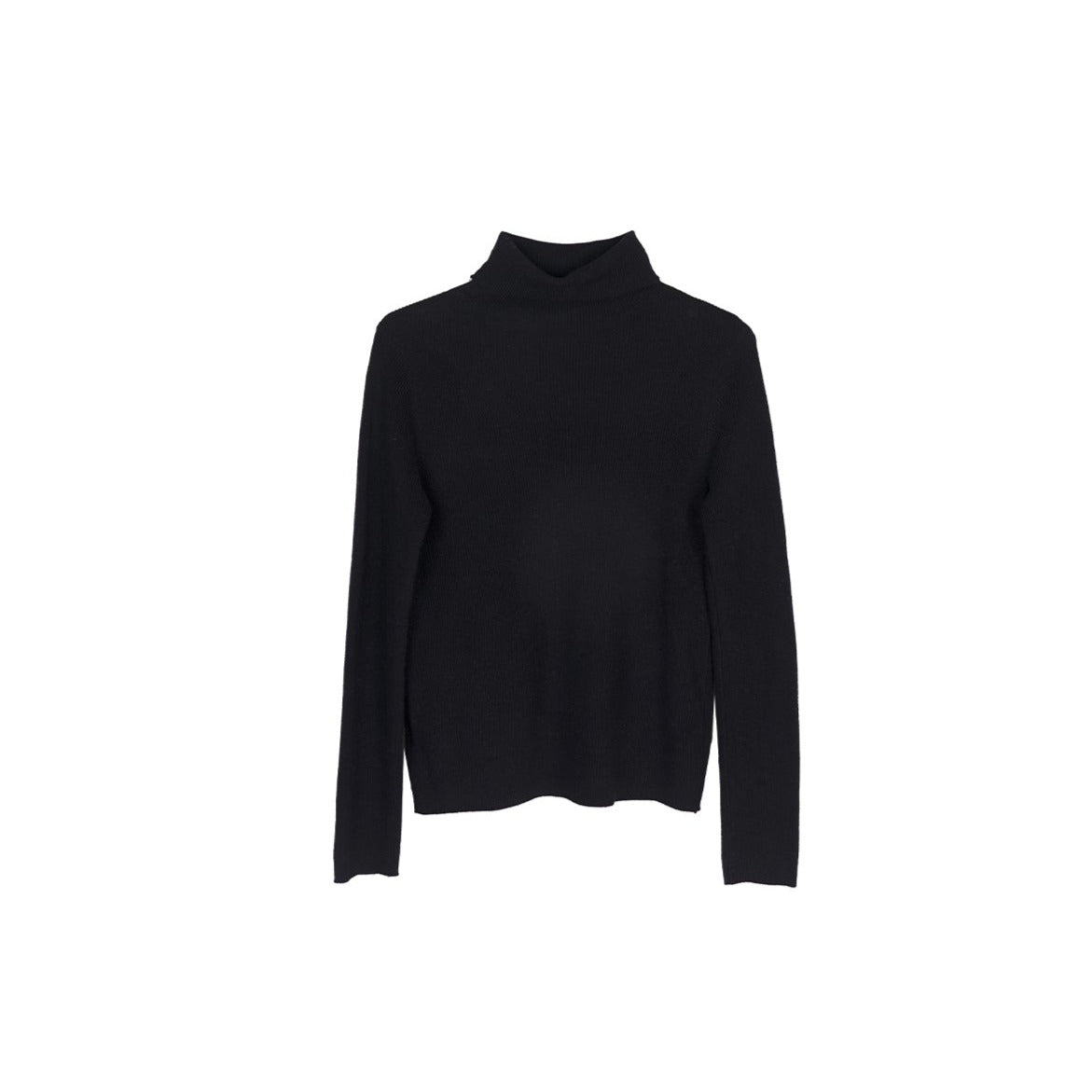Shaonong Well-tailored black and green turtleneck wool sweater