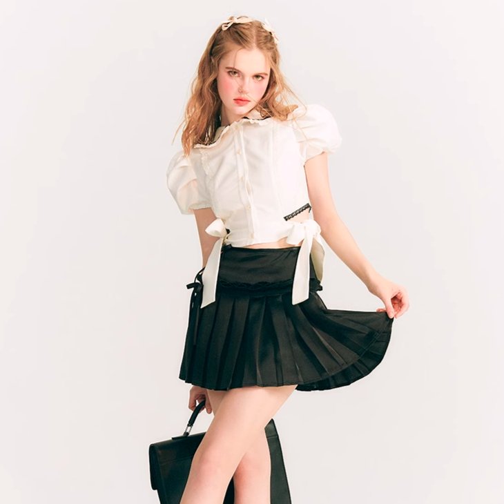 Shirt French Retro Doll Collar Puff Sleeve Top