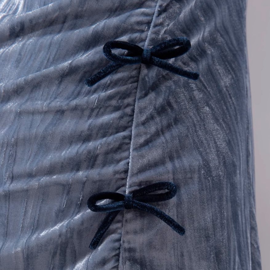 Snow mist blue vertical pattern velvet hip dress