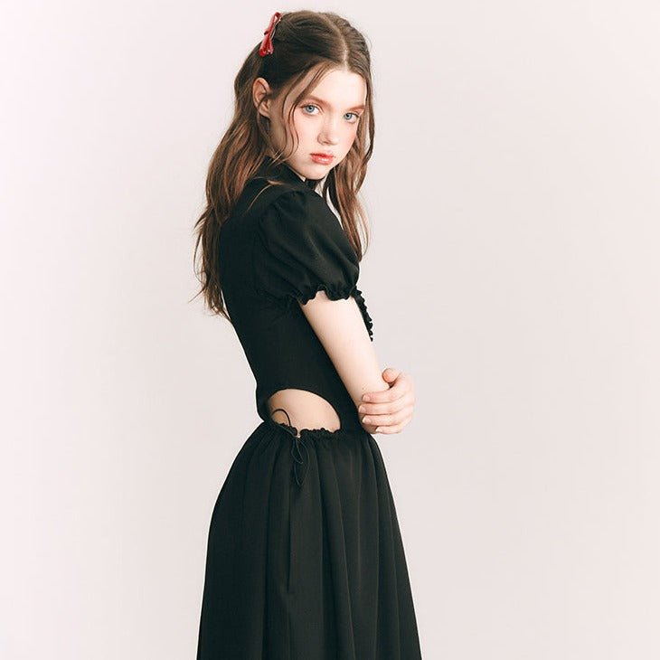 Soft light black and white dress