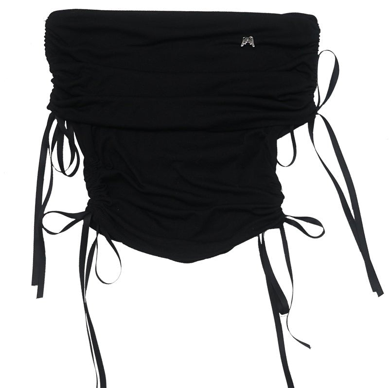 Strap girls wrinkle bow knit