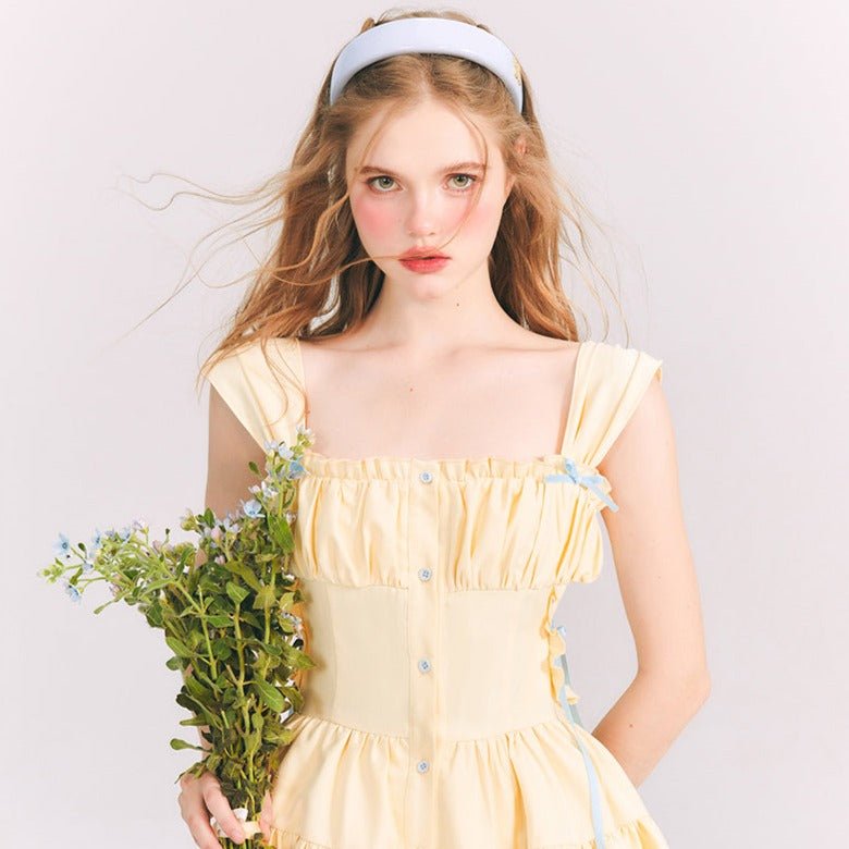 Lemonade color waistline mini dress