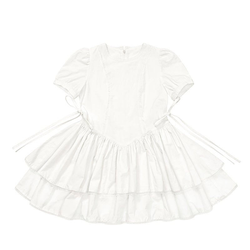 White French retro pleated cake dress short-sleeved skirt