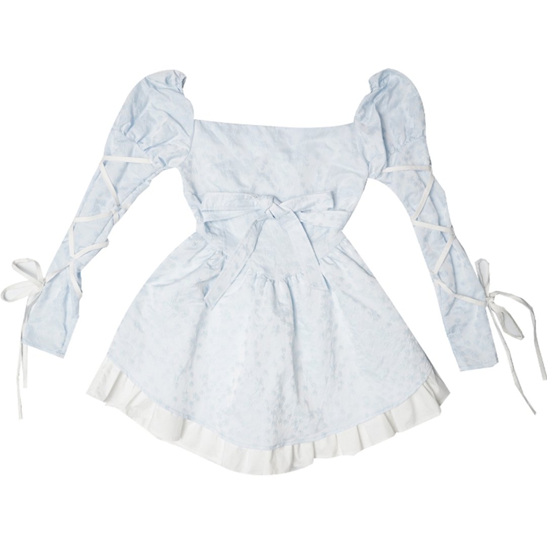 Wild waist belt princess sleeve dress