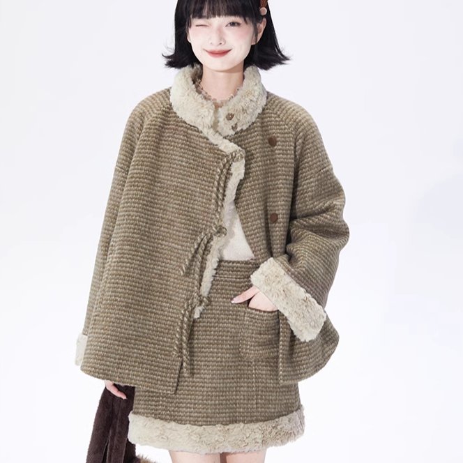 Woolen half-length dress high waist